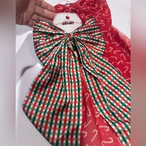 Christmas Hair Bows - Barrettes Red Green Plaid Holiday Candy Cane